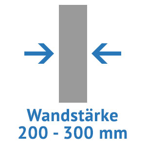 Symbol Wandstärke Labordurchreiche 200-300 mm
