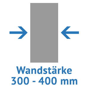 Symbol Wandstärke Labordurchreiche 300-400 mm